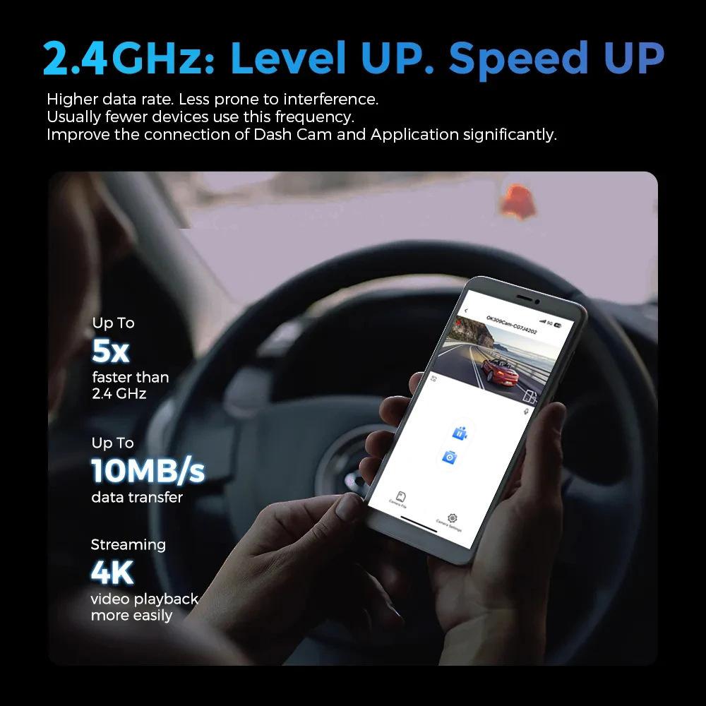 4K+1080P Front and Rear Driving Recorder Super Night Vision HD Dash Cam with Screen for Cars 2.4G WiFi Dash Camera Loop Recording Car Recorder