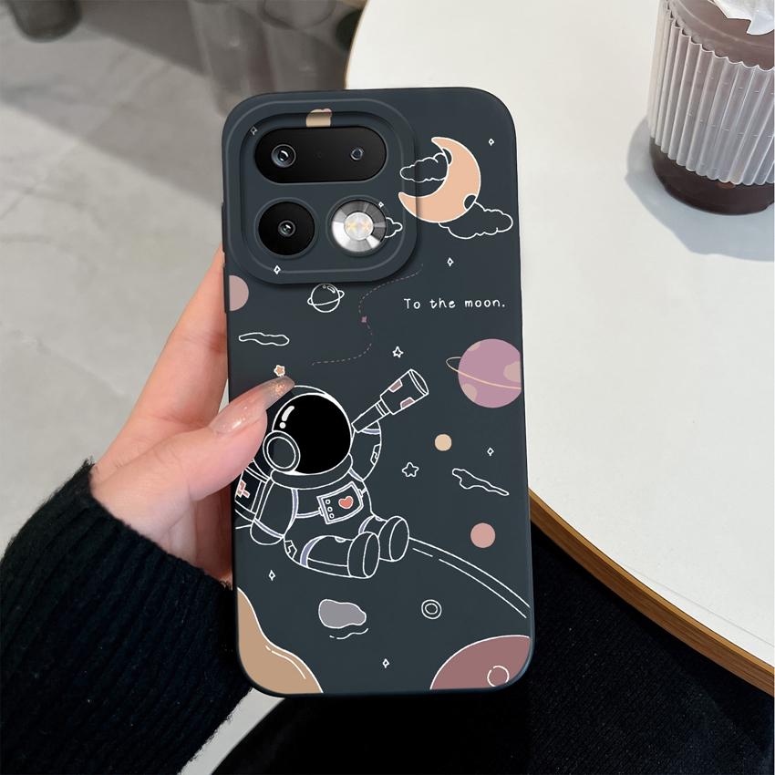 For Oppo Realme 16 15 14 Pro Plus OPPO Reno 15 Pro A6X A83 A79 A78 A96 A95 A94 A93 A92 A91 Phone Case Lovely Astronaut Soft Liquid Silicone Back Cover