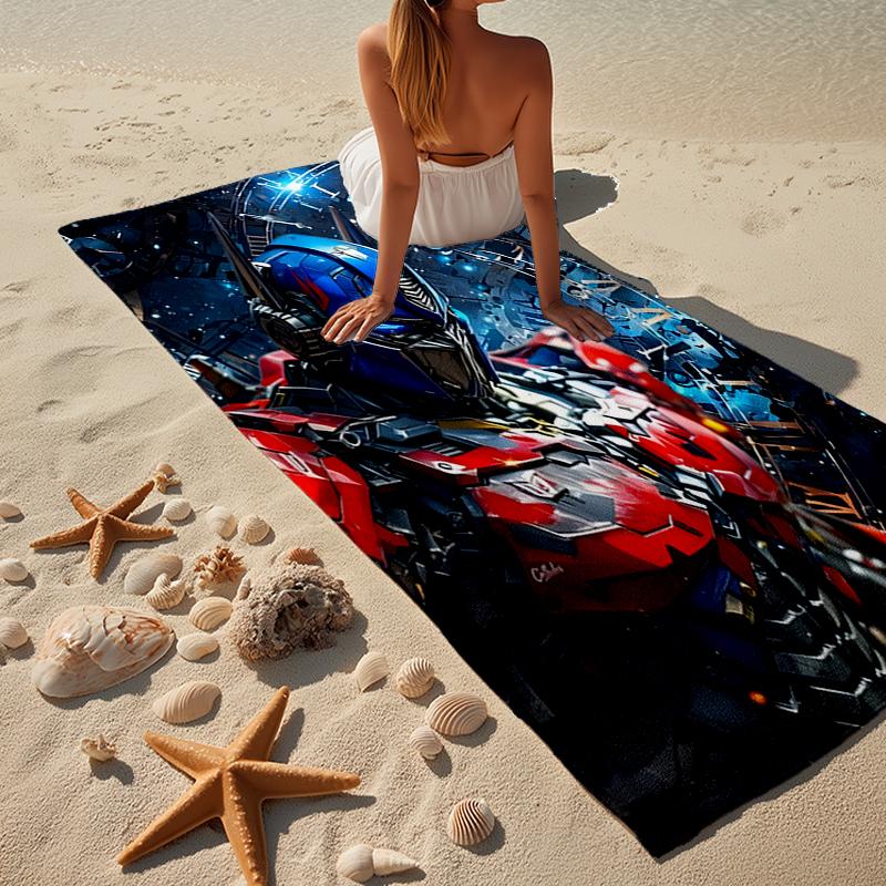 Robotic Warrior Design Beach Towel, Super Soft Microfiber, Gift for Her/Him, Birthday, for Pool, Beach, Travel, Home Decor Fan gifts