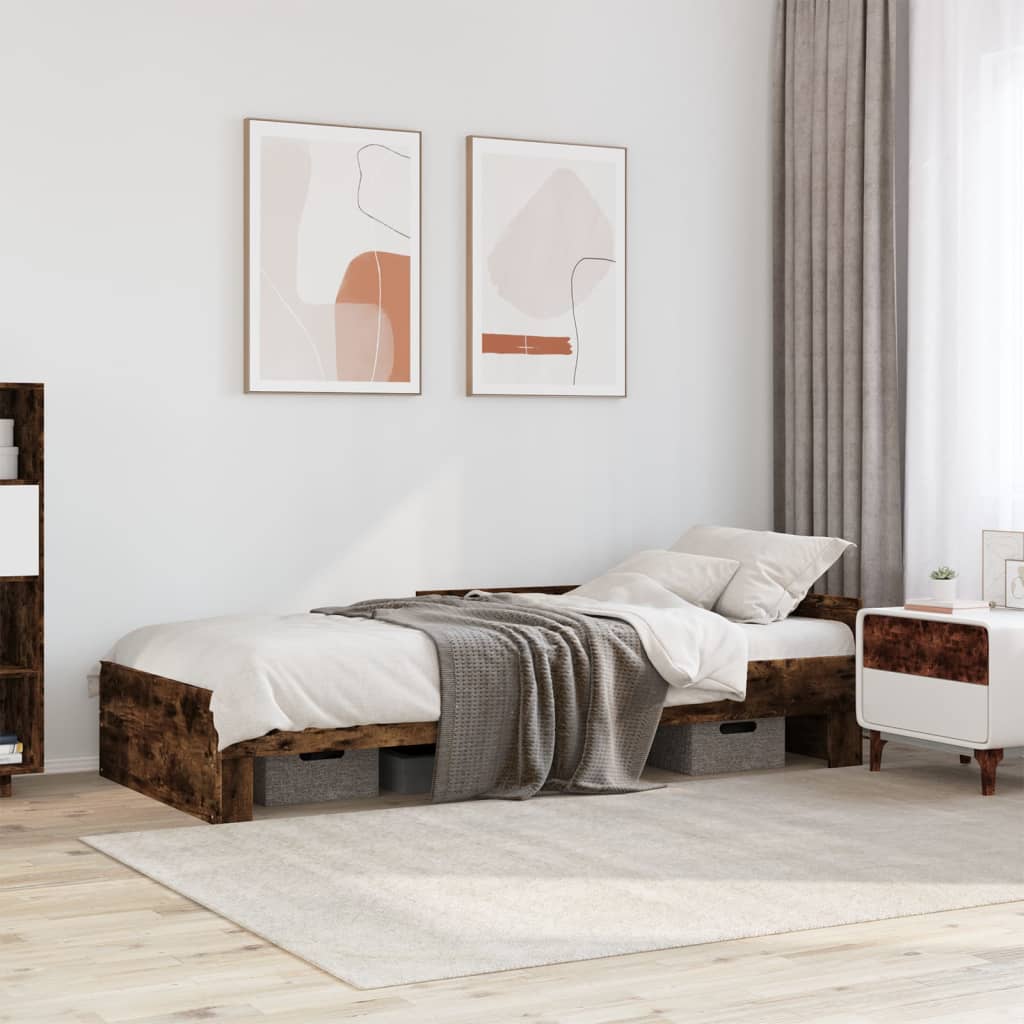 Bed Frame without Mattress Smoked Oak 90 x 190 cm Wood Based Material