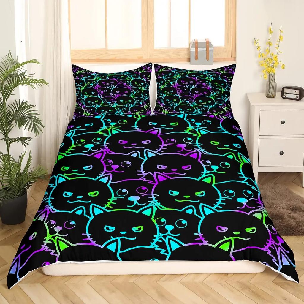 Pisică albă, flori, rege, husă de pilotă, set de pat pentru pisici