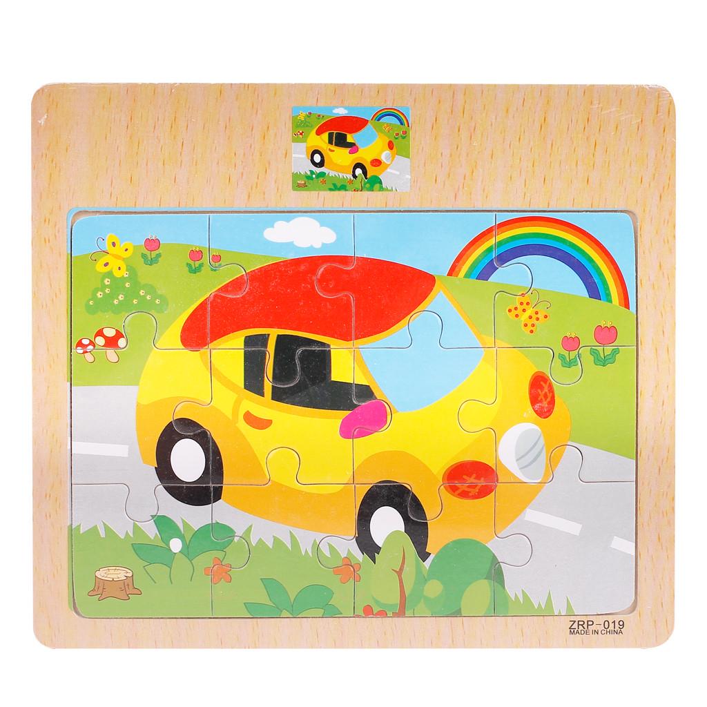 Wooden Puzzle Toy Children Cartoon  Traffic Learning Puzzle Toys