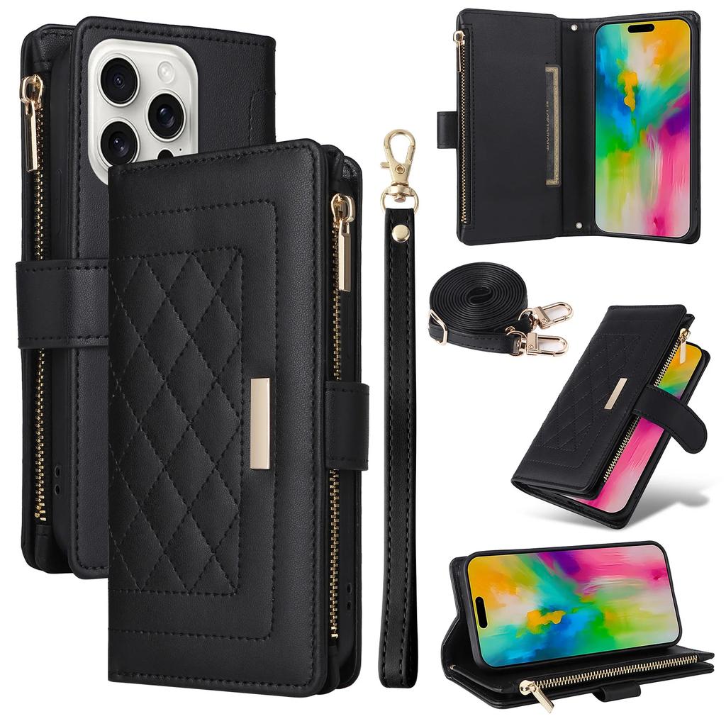 Crossbody Zipper Card Solt Wallet Leather Case For iPhone 16 Pro Max 15 Plus 14 13 12 11 XS XR X SE 2025 Lanyard Bag Pouch Cover
