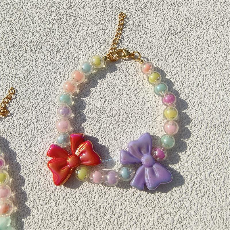 Pet necklace Colorful mixed-color flower pendant Beaded cat cat dog collar collar European and American sweet princess