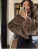 Vintage Cropped Stand Neck Loose Casual Jacket Japanese Streetwear Fashion Fluffy Coats Y2k Aesthetic Grunge Women Chaqueta Coat