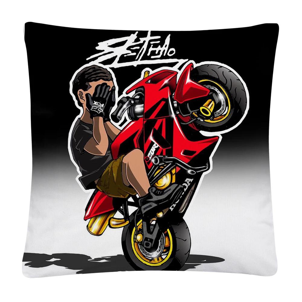 Stunt Sports Cartoon Pattern Soft Polyester Pillow Case for Sofa Home Car Decoration Pillowcase