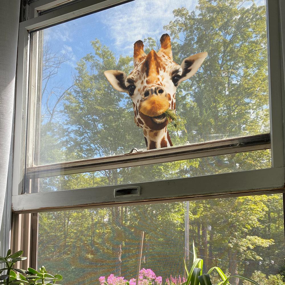 Giraffe Home Decoration Glass Door and Window Stickers with A Unique Grass-eating Style
