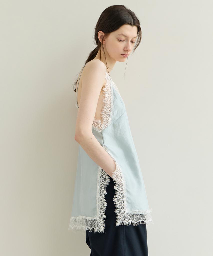 Leuba Silky Lace Layered Slip Top - Bliss Skyblue