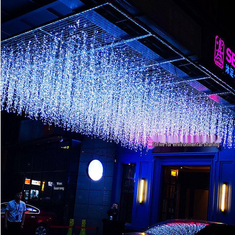 Outdoor Rainproof LED Icicle Curtain Lights - Colorful Starry Sky Flashing String Decoration