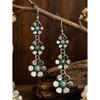 1 Pair Western Bohemian Style Three-Layer Flower Turquoise Inlaid Distressed Vintage Holiday Earrings