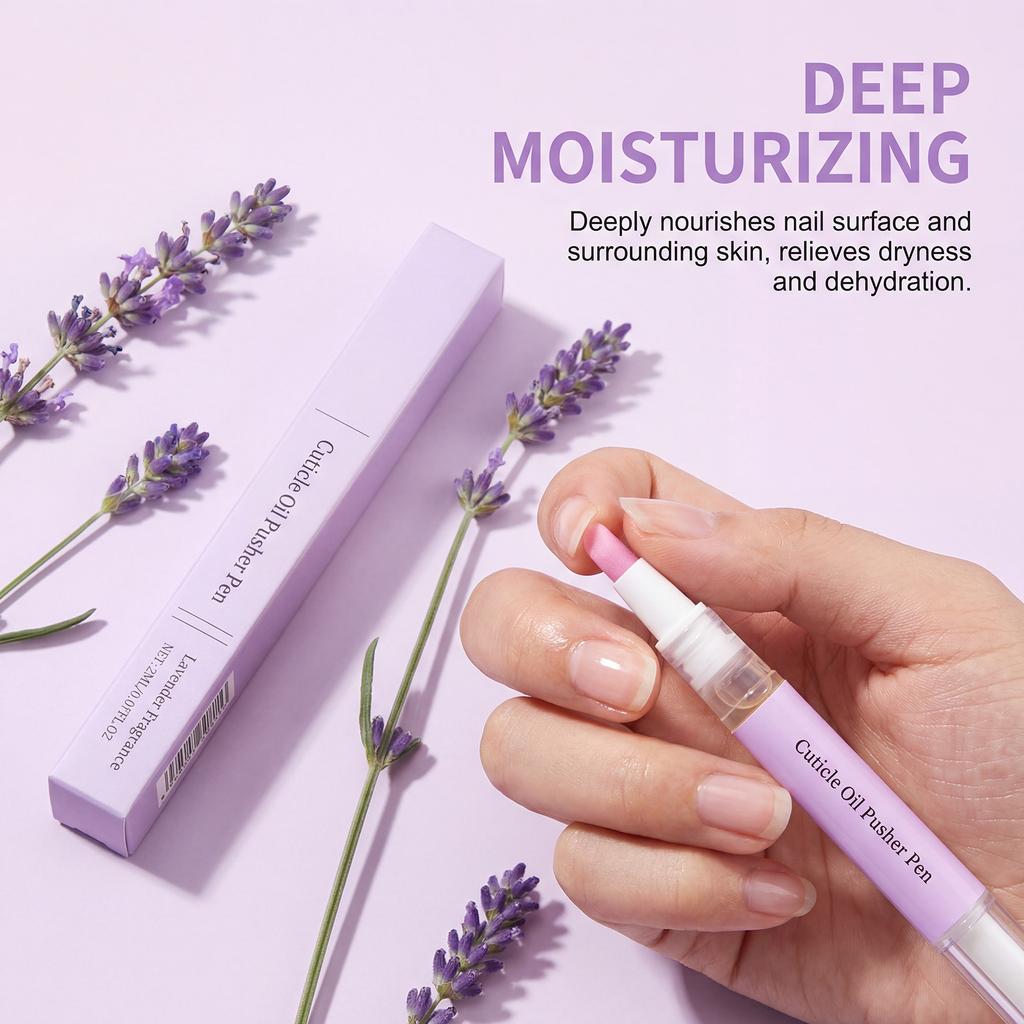 1/2/3/5PCS 2In1 Cuticle Oil Pusher Pen Lavender Removes Repairs Dry Cracked Nails Moisturizing Hangnail Treatment Manicure Care