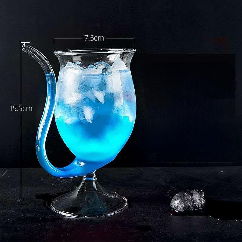 Nordisches Kreatives Cocktailglas Vampirbecher Whiskey Wein Milch Saft Glas mit Strohhalm für Heimparty Bar Club Eichhörnchenbecher