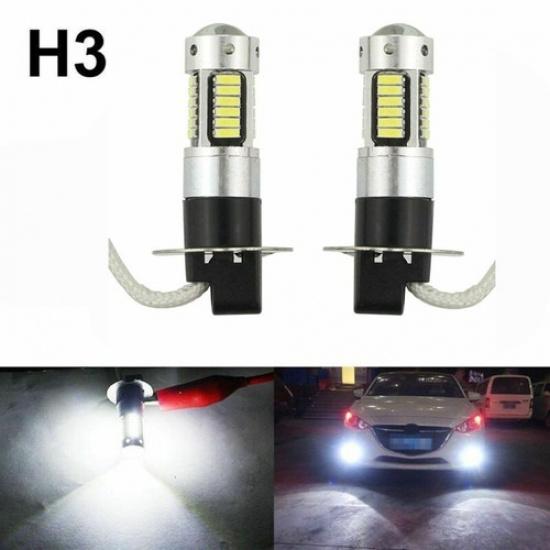 Pair H3 LED Fog Light Bulbs Conversion-Kit Super-Bright Canbus 6000K White 100W