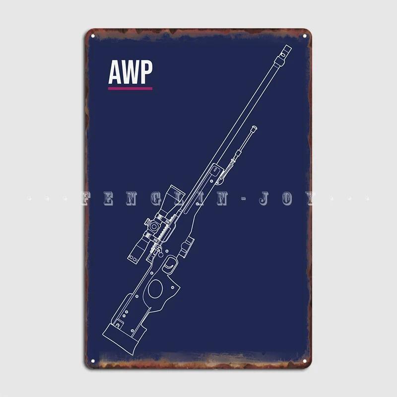 Awp Cs Go Weapon Sniper Master Degree In Sniperology Metal Plaque Wall Cave Garage Club Decoration Wall Decor Tin Sign Poster
