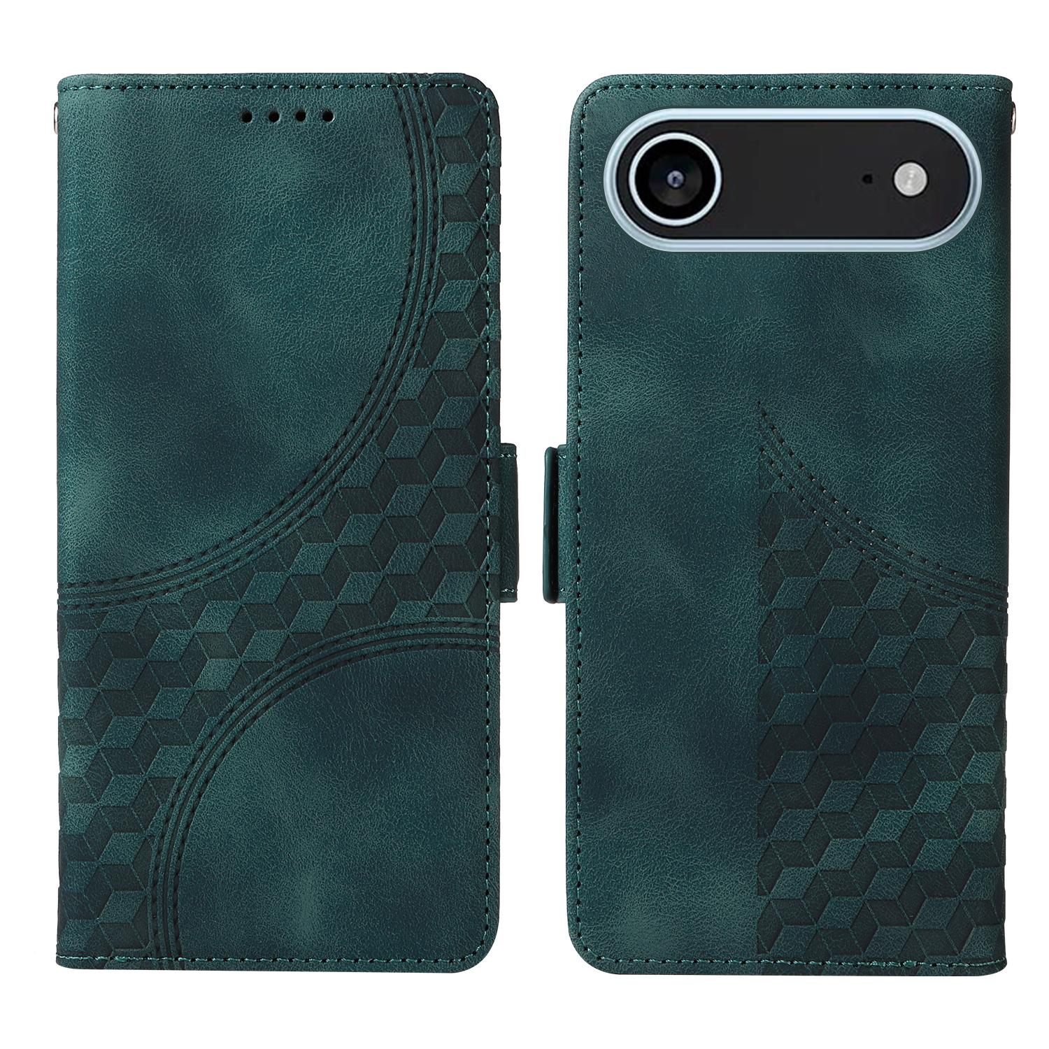 

For iPhone Air Leather Cases Wallet Rhombus Imprinted Phone Cover Stand with Strap E