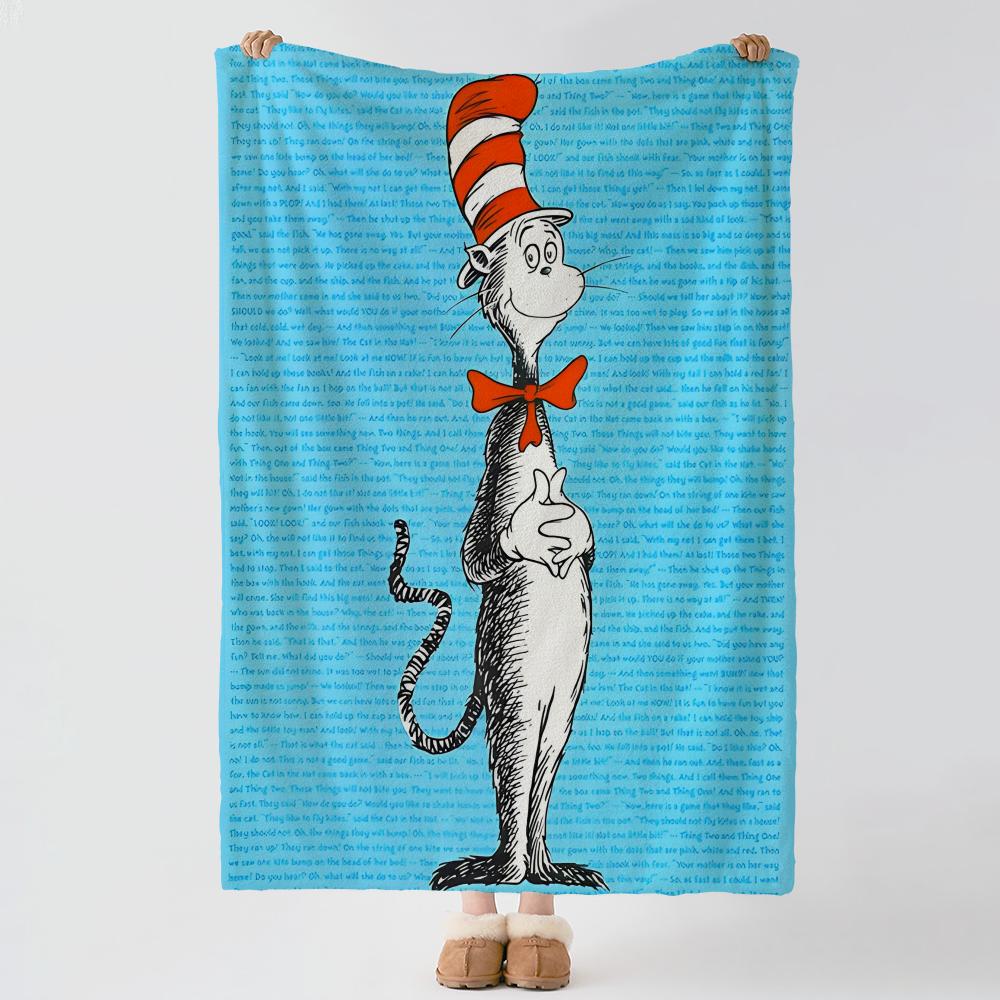 The Cat in the Hat Throw Soft Warm Flannel Blanket Multiuse Throw for Bed Sofa Office Air Conditioning Nap Blanket