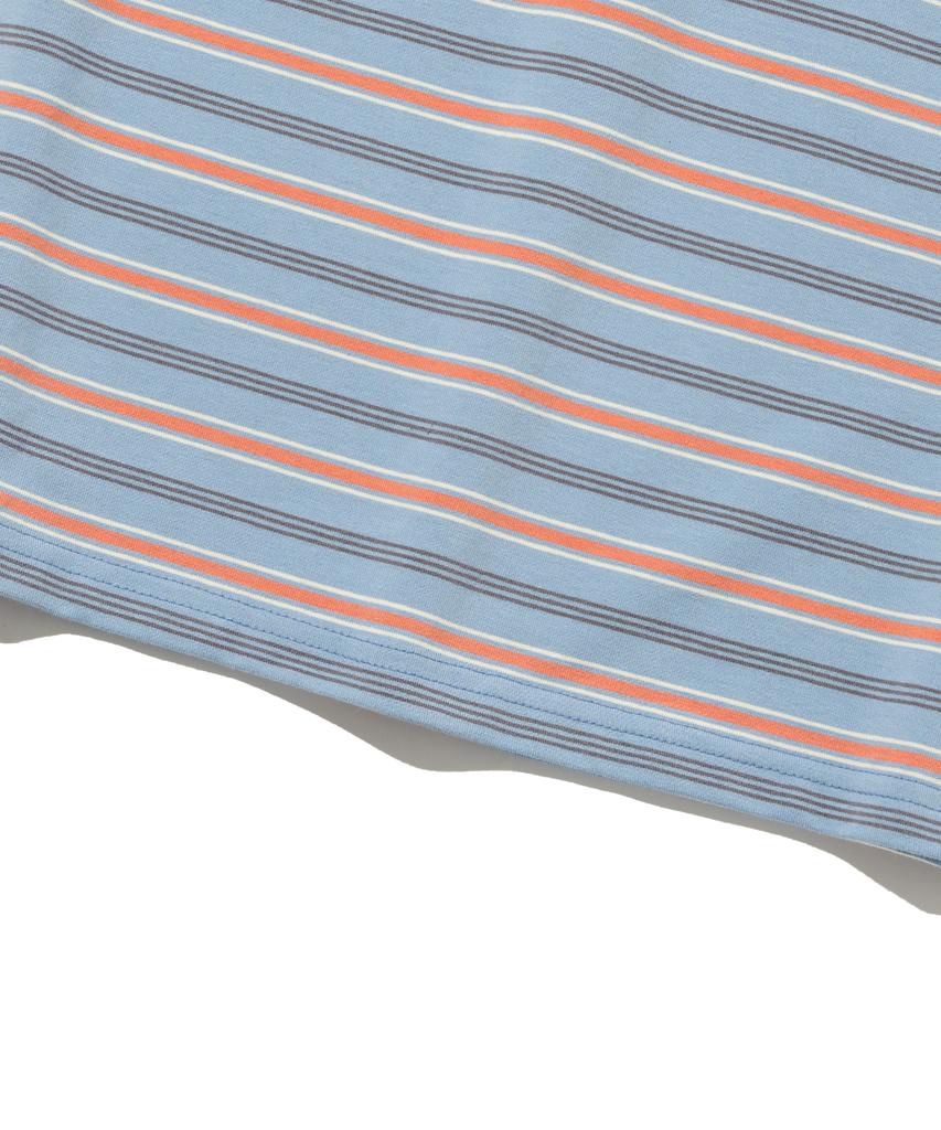 TAILOR STUDIO Soft Campus Striped Short Sleeve T-Shirt (Blue/Orange)