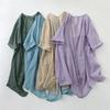 Cotton and Linen Cardigan for Women V-Neck Coat Casual Cardigan Thin Style Ramie Sunscreen Clothing Summer Shirt