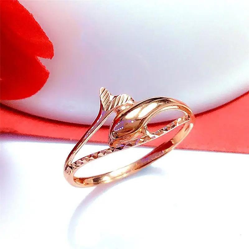 New Design  Purple Gold Classic 14K Rose Gold Dolphin Wedding Rings For Couples Exquisite Women'S Light Luxury Jewelry