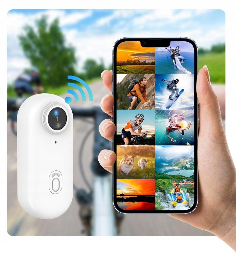 Mini kamera sportowa hd 1080p wodoodporna kąt 140° wifi adaptery akcesoria