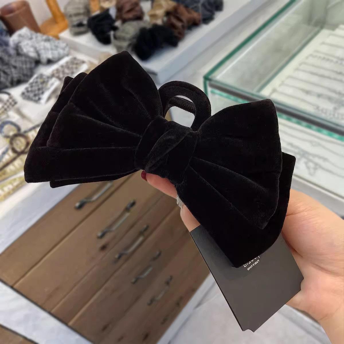 

Корейская красная бархатная заколка-бантик с большим бантом - черная заколка для волос во французском стиле