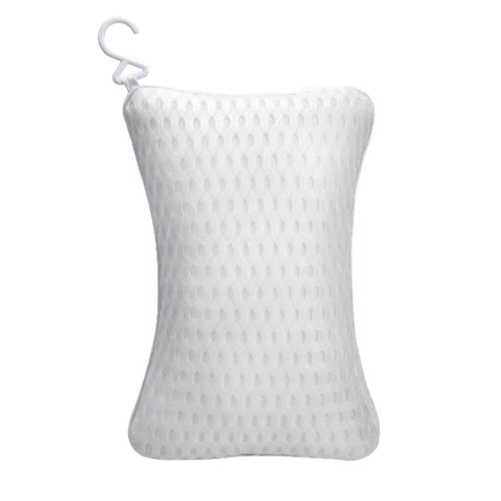 New Soft SPA Bath Pillow Polyester 2 Suction Cup Bathroom Headrest Anti-slip Breathable Neck Pillow Home Supplies