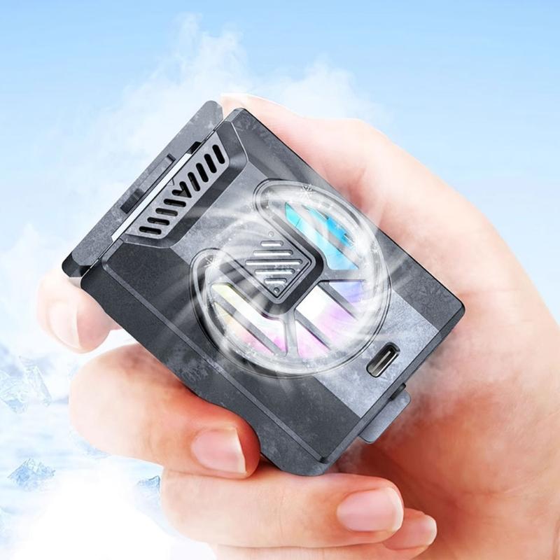 Camera Cooling Fan Spring Telescopic Mounting Adjustable Intelligent Cooling Fan with USB C Charging Port LED Light