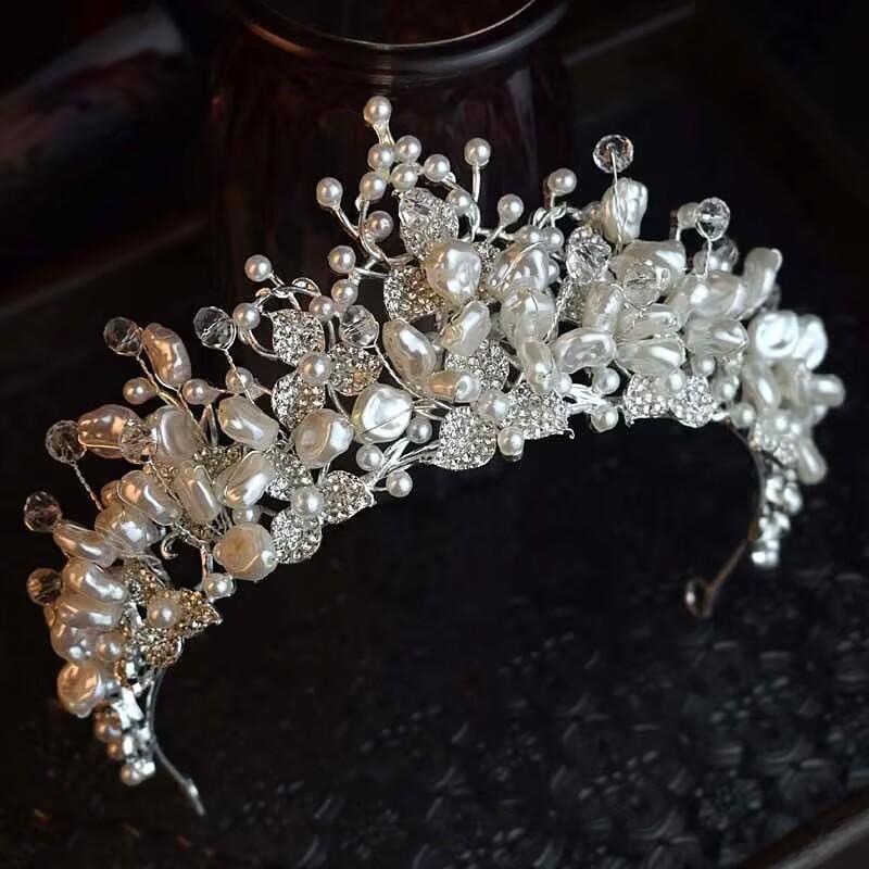 

Французская Корона Головной убор Кристальный Бисероплетеный Аксессуар для Волос Невесты Большая Свадебная Корона Принцессы Свадебное Платье Аксессуары в Студийном Стиле