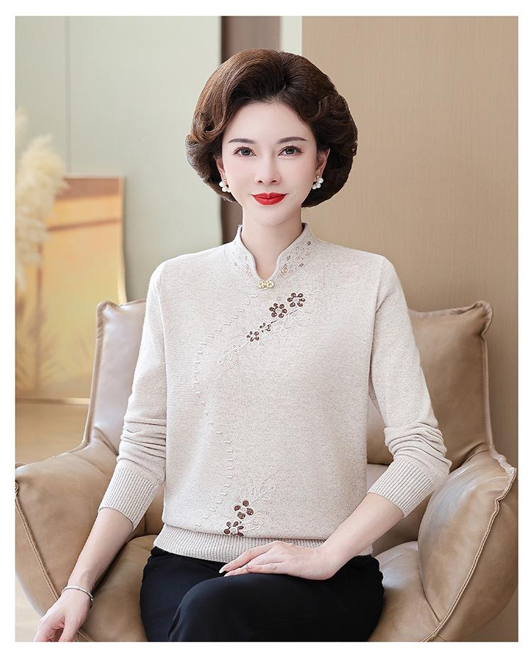 Autumn/Winter Loose Knit Wool Sweater for Middle-Aged and Elderly Women