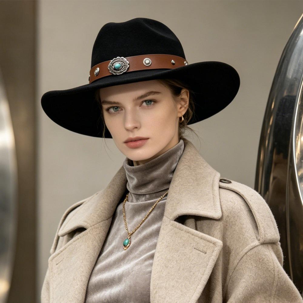 Ethnic Style Jazz Hat Solid Color Vintage Cowgirl Hat Fashion Western Cowboy Hat for Men And Women