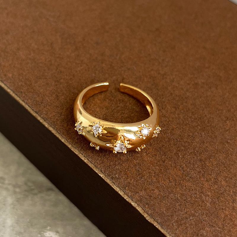 Vintage Palast Blumenring Diamantstil Leichter Luxus Premium Zeigefinger Schmuck