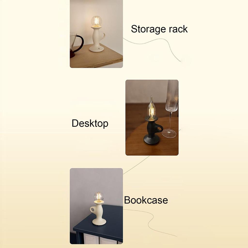 Vintage Lamp Vintage Candle Light Tabletop Lamp Ambient Lighting Rechargeable Home Decor For Birthday Dorm Apartment Bedroom