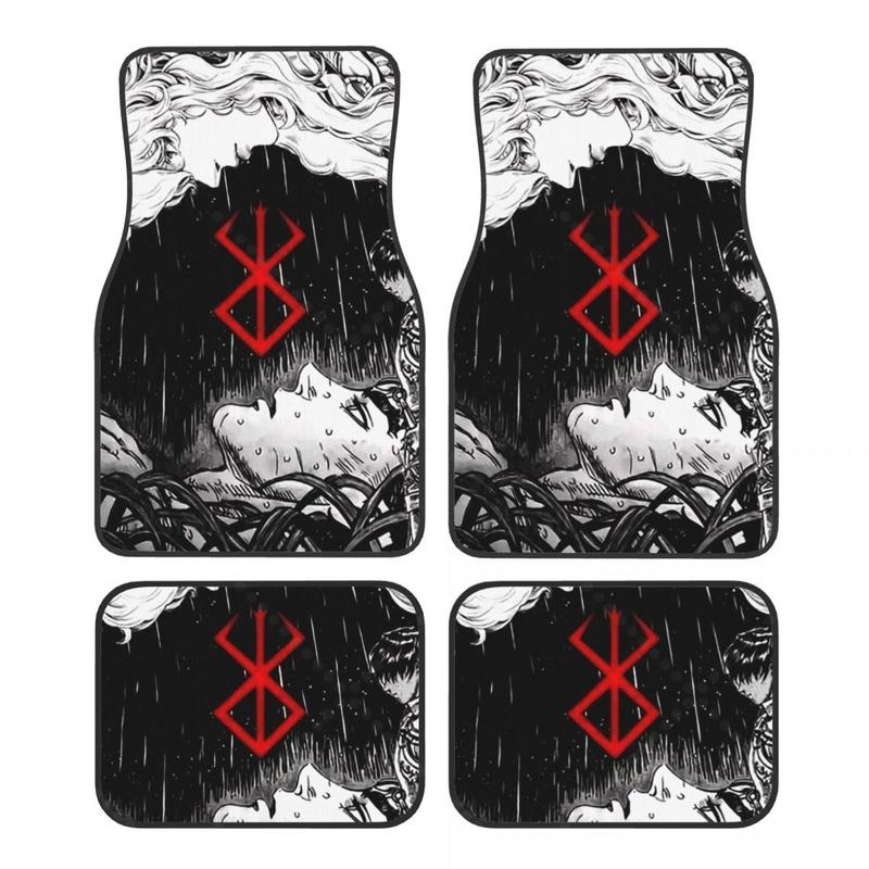 Anime Berserk Auto-Fußmatten Strapazierfähige Gummi-Fußmatten für vorne und hinten Teppich Boden Schutz Passt für die meisten Fahrzeuge