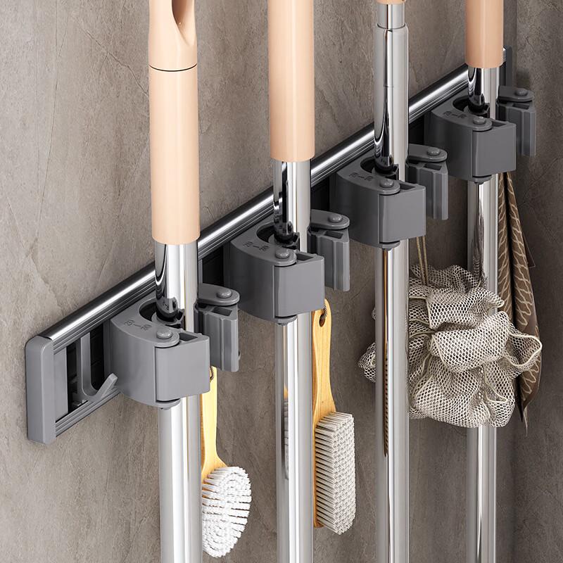 YIXI Adhesive Wall-Mounted Mop and Broom Holder