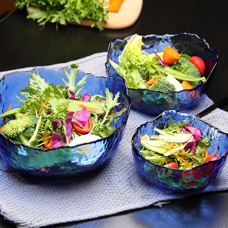 Disposable Bowl High Quality Colorful Different Size Purple Blue Pink Green Glass Salad Bowl for Home Fruit Serving