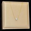 18K Gold Six-Prong Diamond Pendant Necklace - Elegant Summer Clavicle Chain for Women