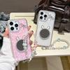 Cute Bright Diamond Phone Case For Samsung Galaxy S2 26 Ultra S24 23 Plus A36 6 Rabbit Shape Mirror TPU Short Chain Cover