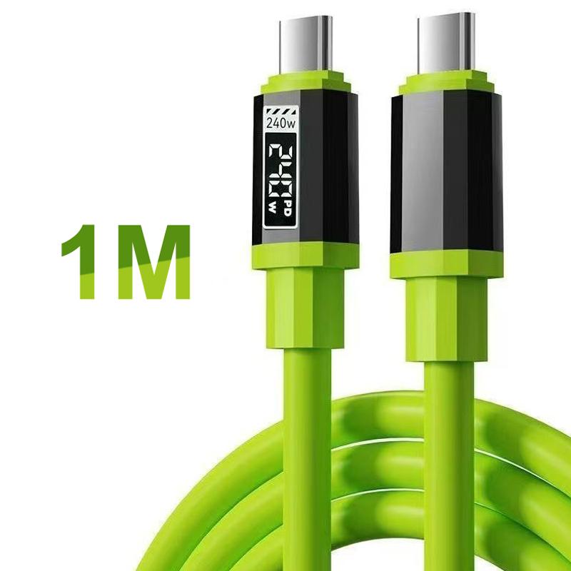

USB-C кабель 240 Вт з дисплеєм потужності, швидка зарядка, зарядний пристрій для телефонів iPhone 15 16 17, Samsung, Xiaomi, Huawei, Type-C шнур 1-2 м A3