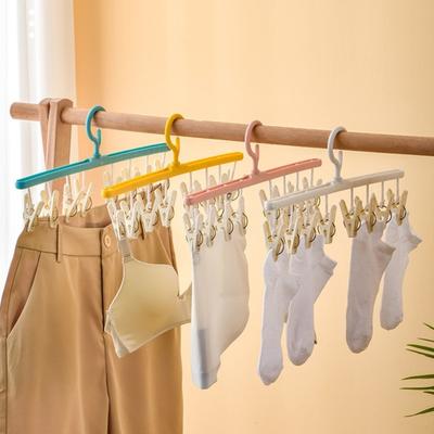 Drēbju žāvēšanas pakaramais 8 skavas 360 grādos pagriežams vēja necaurlaidīgs plastmasas veļas pakaramais apakšveļa zeķu turētājs mājsaimniecības piederumi