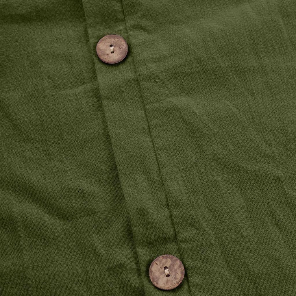 New Women's Cotton And Linen Button,down Casual Top