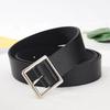 2026 Women'S Belt Soft Pu Leather Belt Square Buckle Pin Buckle Jeans Black Belt Chic Luxury Brand Fancy Vintage Strap Female