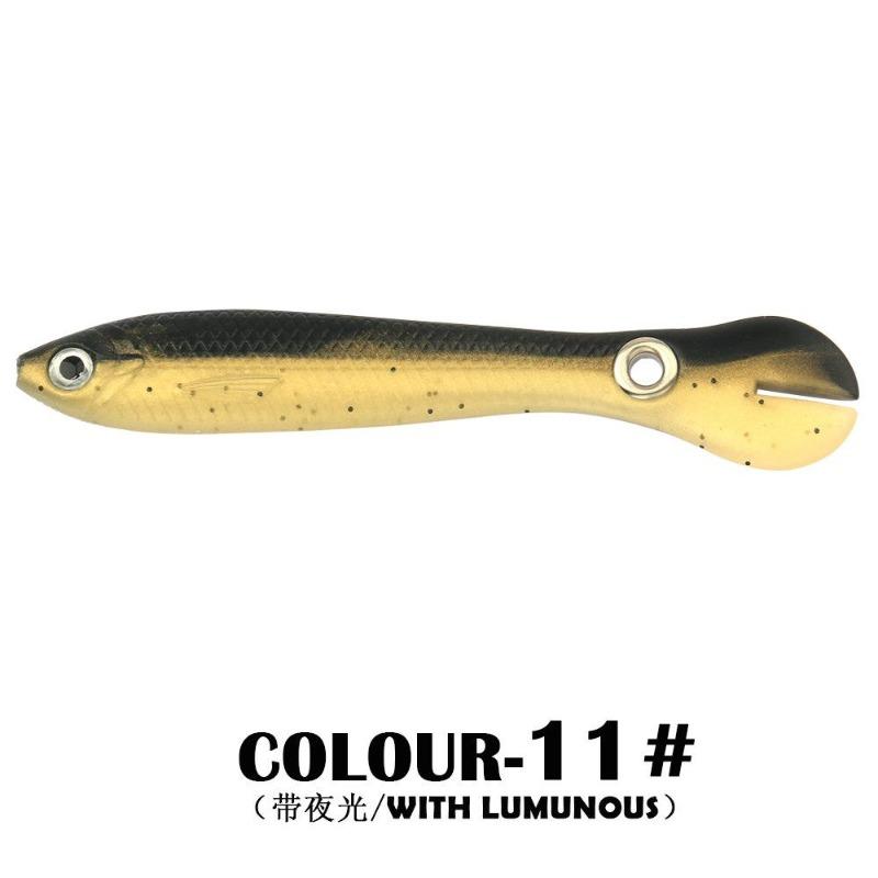 5 Stück/Beutel, 5 cm, 1,3 g, Lumineszenz-Weichköder, realistischer T-Schwanz-Fisch-Imitationsköder für Angelausrüstung, Nachtangeln, Meer, Fluss