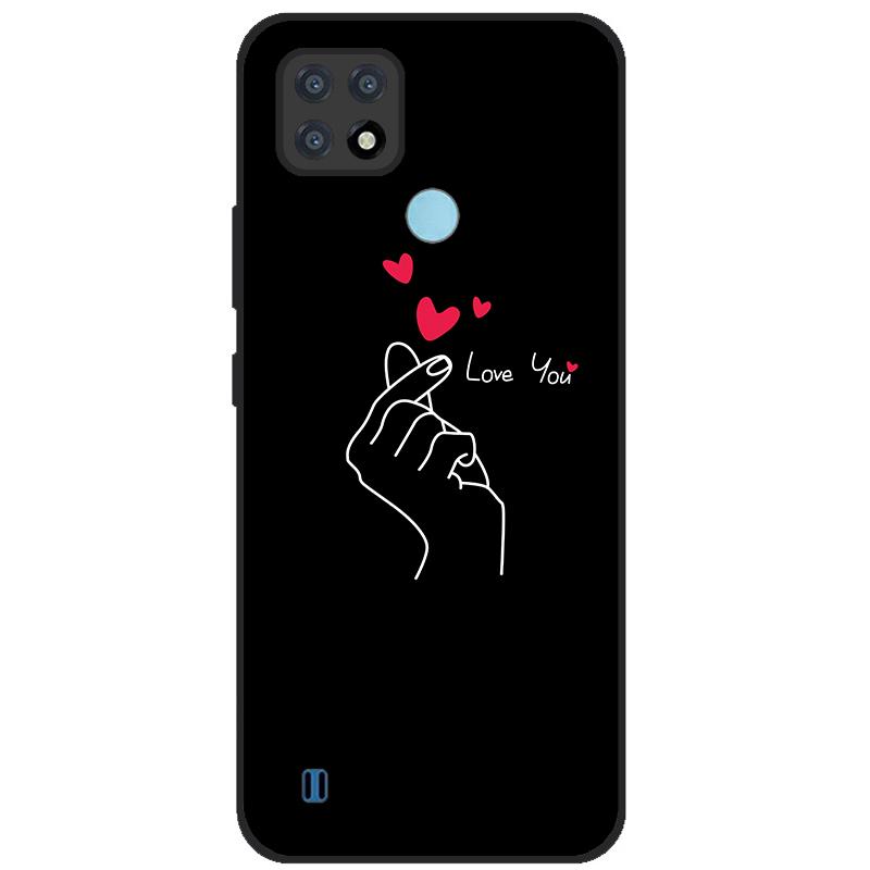 Para OPPO Realme C21Y Capa Série COOL Preto Capa de Silicone Macia para Cases de Telefone Realme C21 C25 C25s Protetora Realmi C 21 Y Capa