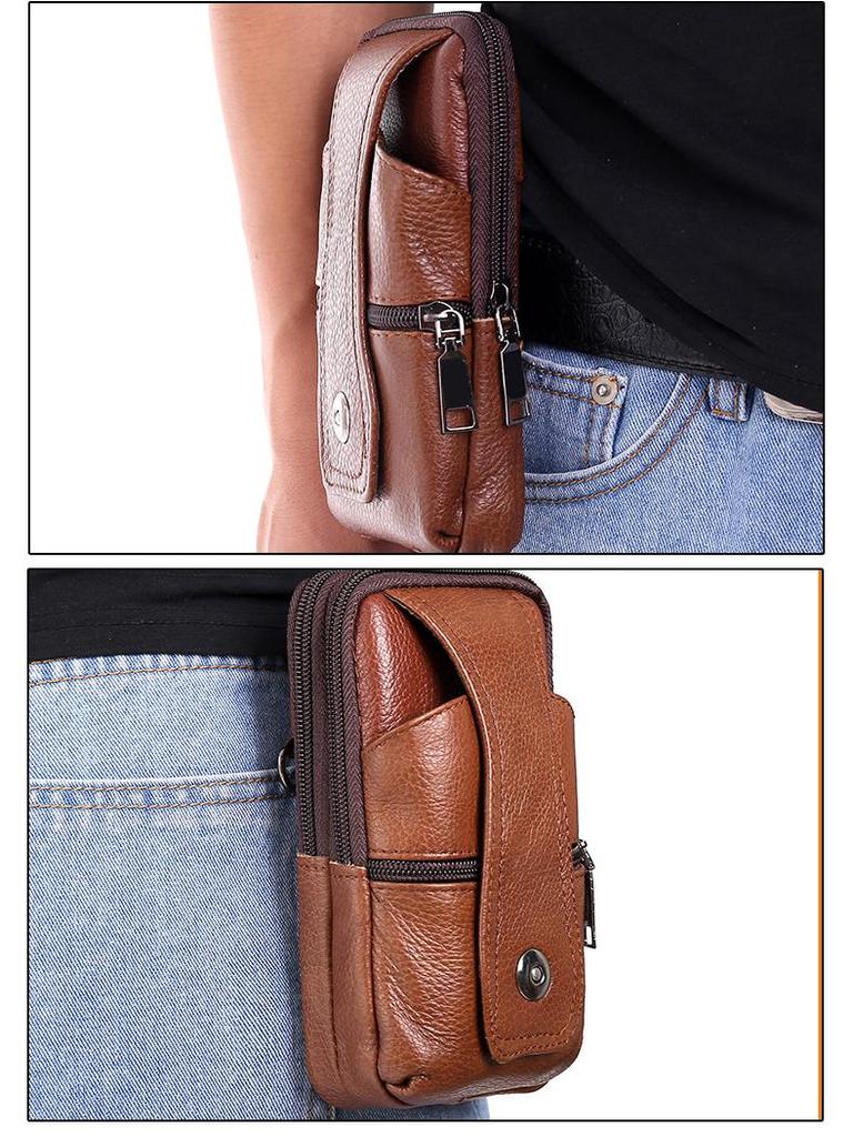 Herren Echtleder Umhänge-Bauchtasche & Münzbörse für den Außenbereich