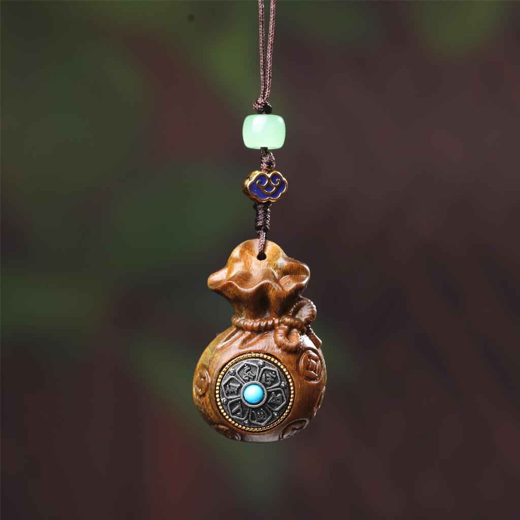 Green Sandalwood Bag,money Bag,antique,six-character Mantra Pendant,gift,craft Item