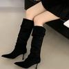 High-heeled French Pointed-toed Over-the-knee Boots Women's Boots, New In Autumn and Winter 2025, Two-wear Tall Stacking Boots