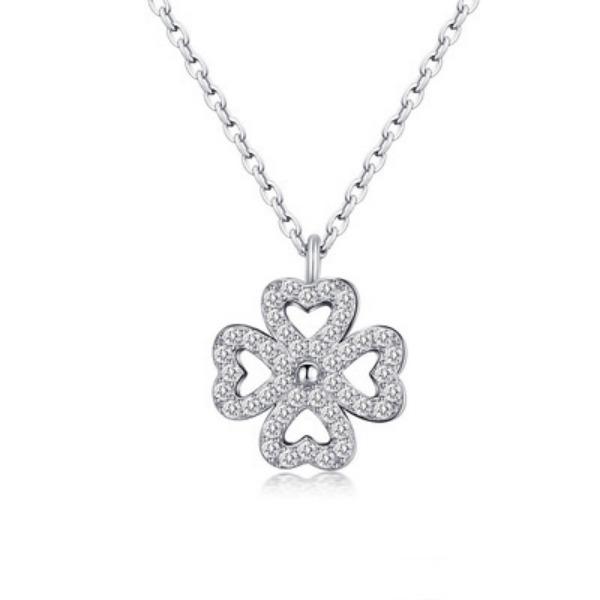 Rotating Clover Necklace, Korean Fashion New Product, Versatile Network Hollow Heart Necklace, Female