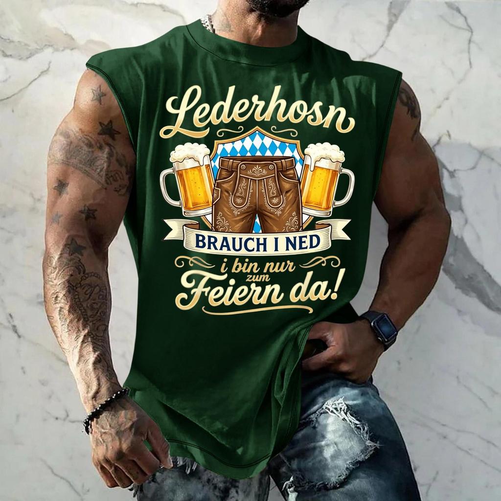 Męski Tank Top Bez Rękawów Luźny Krój Codzienny Streetwear Letnia Koszulka na Mięśnie Graficzny Nadruk Festiwal Piwa Codzienny Ubiór