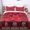 Roter Totenkopf Bettbezug Gothic 3D Tattoo Gedrucktes Bettwäsche-Set 3-teilig Halloween Mikrofaser Bettdeckenbezug mit Reißverschlussbändern + 2 Kissenbezüge