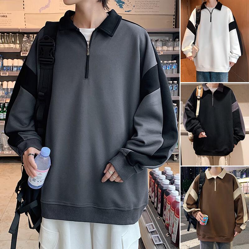 Wassup Sohot Men's American Style Polo Collar Long-Sleeve Sweatshirt